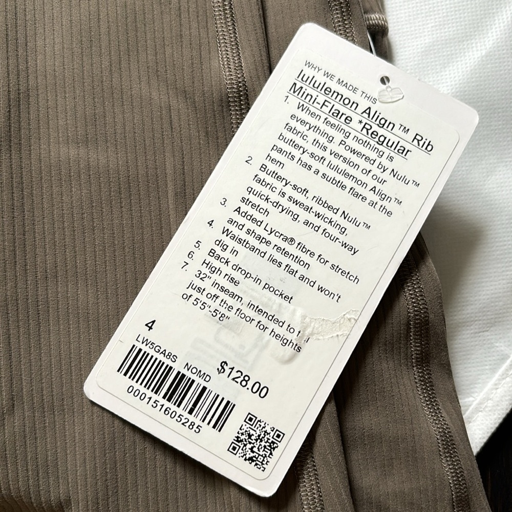 LULULEMON ALIGN RIBBED MINI FLARE *REGULAR IN NOMAD SZ 4 NWT - Picture 8 of 13